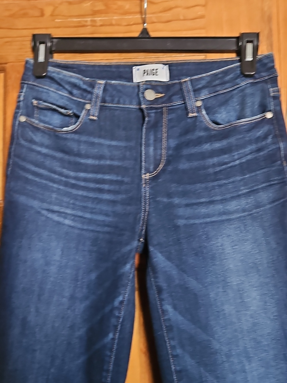 PAIGE Skyline Boot Dark Blue Mid-Rise Boot Cut Jeans - Picture 4 of 10